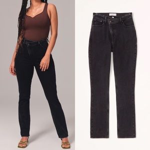 Abercrombie & Fitch Curve Love Ultra High Rise 90s Slim Straight Jean Black